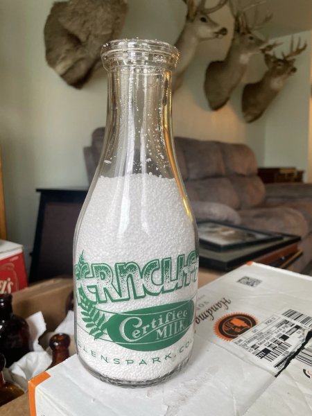 RARE ALLENSPARK, COLORADO TRPQ FERNCLIFF RANCH Dairy 2 COLOR MILK BOTTLE