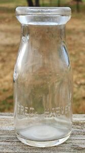 ? Rare FRED HARVEY Milk Bottle Atchison Topeka & Santa Fe Railroad Half Pint ?