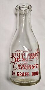 De Graff Creamery Red Enamel Quart Milk Bottle DeGraff, Ohio OH.