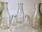 VINTAGE 5 PC LOT BORDEN'S 1929-1940's GLASS MILK BOTTLES~SQUAT HALF PINT & QUART