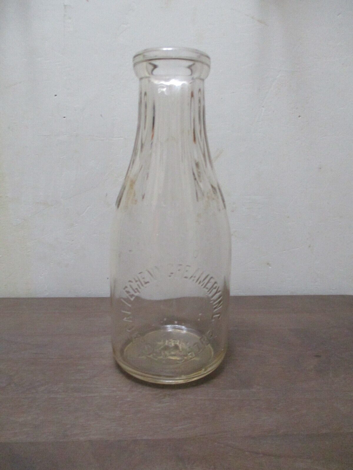 NICE ALLEGHENY CREAMERY INC. 1 QUART EMBOSSED MILK BOTTLE (JERSEY SHORE, PA)