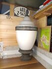 Vintage Milk White 2pc Glass Street Light  Cast Metal Antique 33"Tall GE?carbide