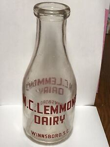 Rare M. C. Lemmons Winnsboro SC Quart Milk Bottle S.C.