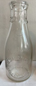 Rare Vintage M.S. BURT & SON Model Dairy Embossed Quart Milk Bottle Greenport NY