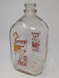 Gnagey's Dairy Guernsey Milk  Meyersdale, PA. One Gallon Glass Milk Jug Bottle