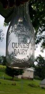 Antique Milk bottle Embossed quart DUKES DAIRY FINDLAY OHIO