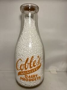 Vintage Coble’s Dairy Orange ACL Quart Milk Bottle, Lexington NC North Carolina2