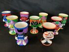 Set Lot 9 Galerie M&M's Ceramic Halloween Green Yellow Red Blue Goblet Cup Mug
