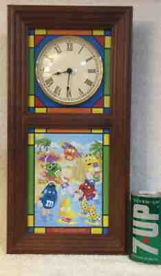 M&Ms Danbury Mint 4 Seasons Stained Glass "Lights Up" Wall Clock w/AC Adapter