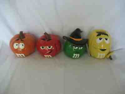 M&M'S- **RARE** 4 HALLOWEEN M&M DECORATIVE PUMPKINS-- EXCELL CONDITION