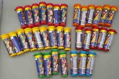 34 EMPTY M&M's Minis 4" Tubes: Pink, Orange, Yellow, Red, Green, Blue