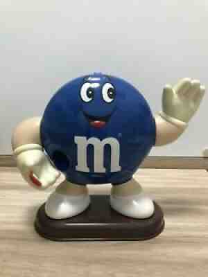 M&M *Super Rare* Blue Plain Candy Dispenser with red M&Ms, 9.5