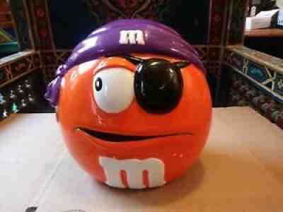 Rare M&M's Ceramic Galerie Halloween Candy Cookie Jar - Orange as Pirate