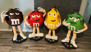 4 M&M Chocolate Store Candy Display Characters on Wheels Collectibles RARE