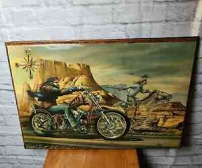 David Mann Vintage Easyrider Ghost Rider Harley Wall Clock Very Rare 31X21 Large