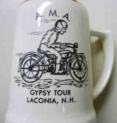 Vtg AMA American Motorcyclist Association GYPSY TOUR Laconia NH Cycle MUG Stein