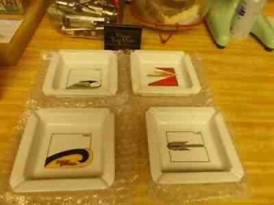 SET OF 4 VINTAGE HARLEY DAVIDSON TANK DESIGN ASHTRAY MINT IN BOX