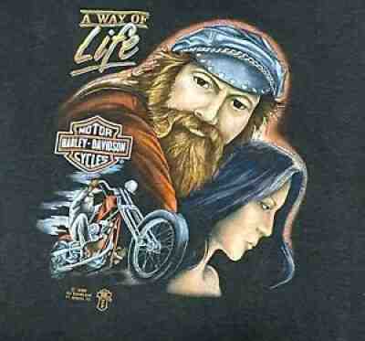 VTG 1989 Harley Davidson 3D Emblem T-Shirt A Way of Life Motorcycles Sz L Shirt