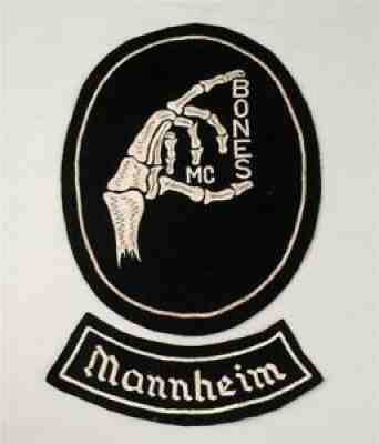 VINTAGE 1960s BONES MC MOTORCYCLE CLUB MANNHEIM GERMANY SKELETON PATCH