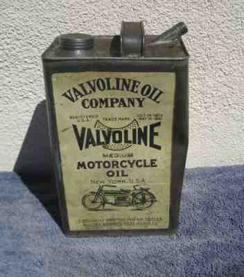 VERY RARE ANTIQUE VALVOLINE MOTORCYCLE OIL CAN 1 GALLON, NICE 1900-1920? SUPERB!
