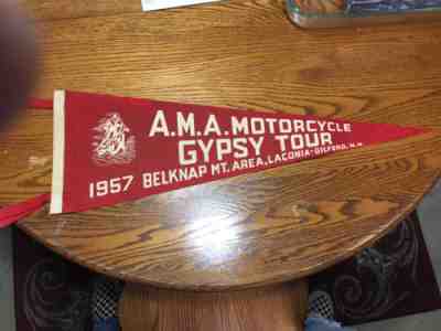 Gilford NH GYPSY TOUR 1957 Motorcycle Felt Pennant Belknap MT. Area Laconia