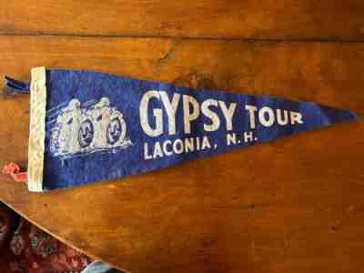 Old motorcycle Gypsy Tour felt banner Laconia New Hampshire