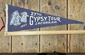 Vintage Motorcycle Pennant Ama 1947 Gypsy Tour Laconia Antique Banner