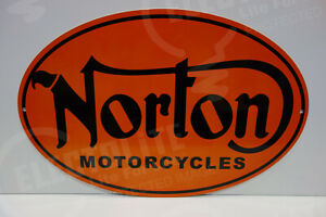 NOS NORTON MOTORCYCLE DEALER PARTS DEPARTMENT DIE CUT Rare ENAMEL OVULAR SIGN