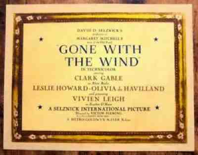 GONE WITH THE WIND '39 TITLE CARD POSTER! CLARK GABLE VIVIEN LEIGH CLASSIC RARE!