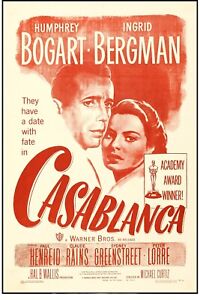 CASABLANCA ORIG (R-1949) US 1SH Movie Poster, C7/C8 on Linen, Bogart, Bergman