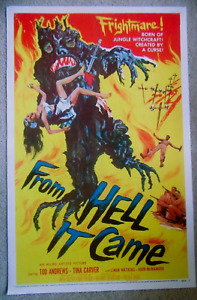 poster on linen FROM HELL IT CAME '57 ORGINAL 1sht LINENBACKED 