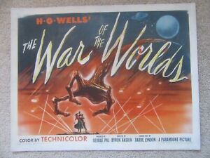 WAR OF THE WORLDS ORIGINAL 1953 RARE HLF SHT A MOVIE POSTER LINEN H.G. WELLS EX