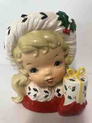 NAPCO 1956 Christmas Girl Head Vase CX2348B Excellent Vintage Condition!