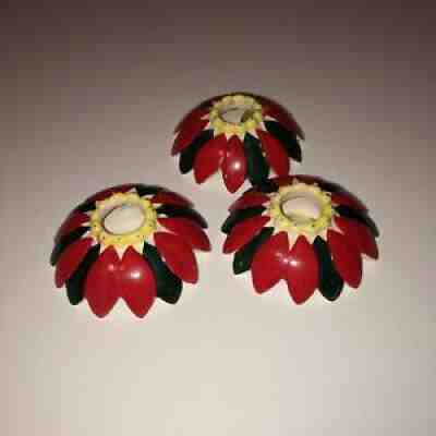 vtg set of 3 Napco poinsetta candle holders rings 1957