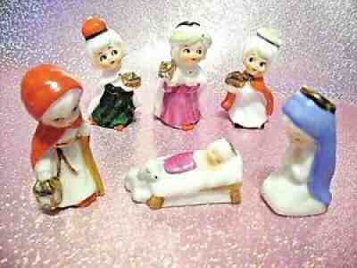 *SUPER RARE VTG Napco Christmas Miniature Jesus Nativity & Wise Men Figurines