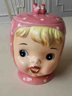 Vintage Miss Cutie Pie Creamer Small Retro Napco Pixie Girl Face Handle Cup  4 Inch Tall 