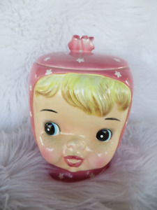 Vintage Miss Cutie Pie Creamer Small Retro Napco Pixie Girl Face Handle Cup  4 Inch Tall 