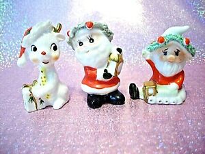 ?i?* RARE* Christmas Miniature Napco Santa Reindeer Elf Figurine