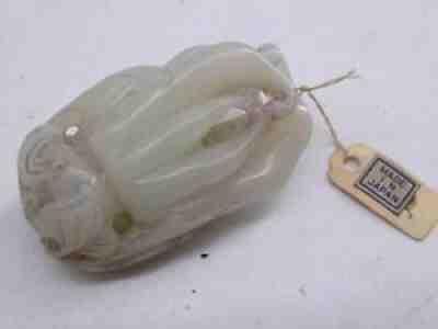 Antique Japanese Japan White Jade Carved Buddha's Hand Netsuke Figurine Vintage