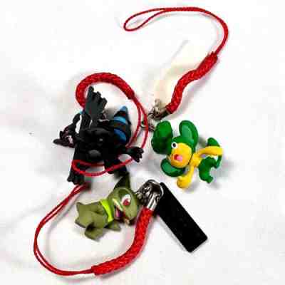Pokemon BW 2011 P1 Netsuke - 3pc Pansage Axew Zekrom Cellphone Strap Dangler Go