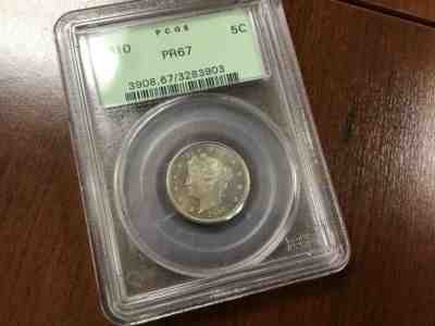 1910 PR67 5C V NICKEL **ONLY 2,405 Minted** Older Green Slab