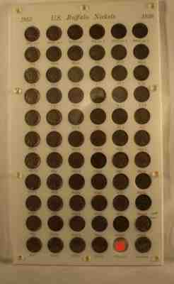 1913 THRU 1938-D BUFFALO NICKEL SET IN CAPITAL PLASTICS HOLDER 8/9