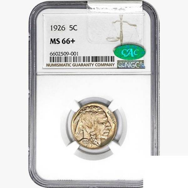 1926 CAC Buffalo Nickel Coin NGC MS66+