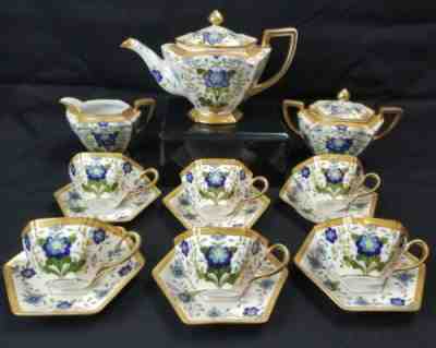 RARE Antique Nippon Hand Painted Complete Tea Service Set