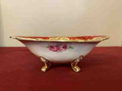 ANTIQUE NIPPON NORITAKE ROYAL CROWN HEAVY GILDED FOOTED BOWL / DISH 1900-1910