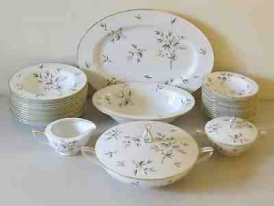 VINTAGE 31 PC SET NORITAKE JAPAN ~ CHO CHO SAN 6936 ~ GOLD BAMBOO SERVING FOR 12