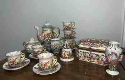 MIDCENTURY TEA SET *Capodimonte *Made In Occupied Japan CHERUBS Crown N EXTRAS