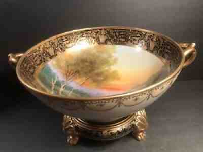 Antique Nippon Hand Painted Porcelain Punch Bowl/Raised Gold/16â? 41cm/ C. 1900