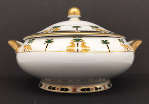 Christian Dior Casablanca Round Covered Vegetable Dish 24k Gold - Discontinued