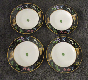 Lynn Chase JAGUAR JUNGLE 1988 Japan Porcelain Soup Plate Bowls Set/4 EUC